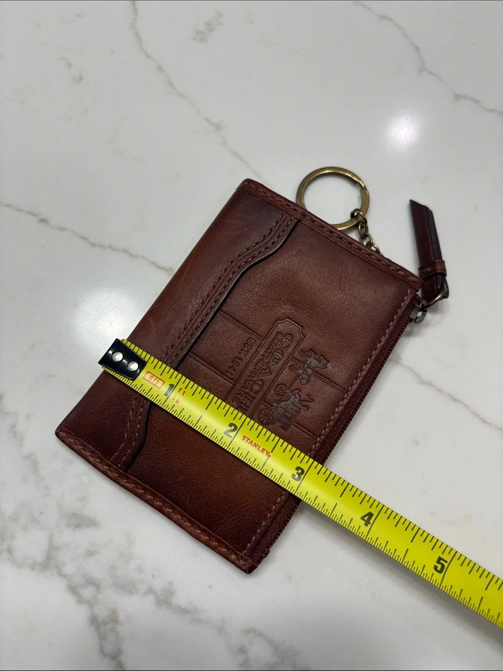 Coach Brown Leather Zip Card & Key Holder